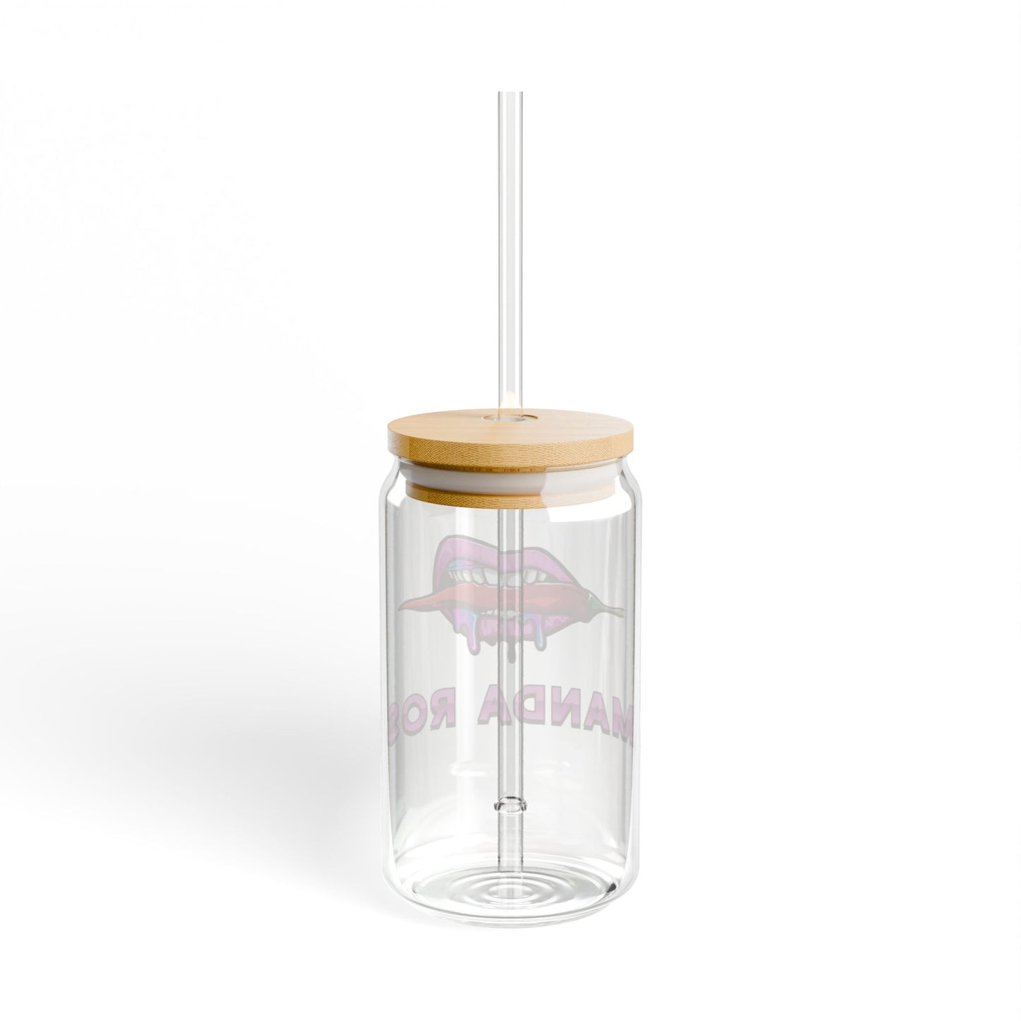 Amanda Rose Glass Straw Cup, 16 oz.