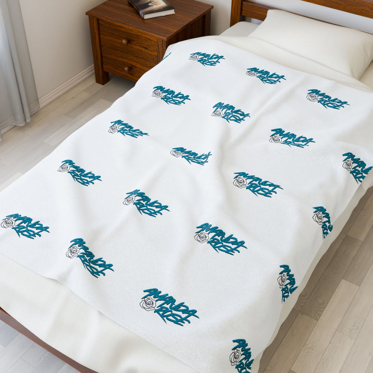 Amanda Rose Blue Plush Blanket