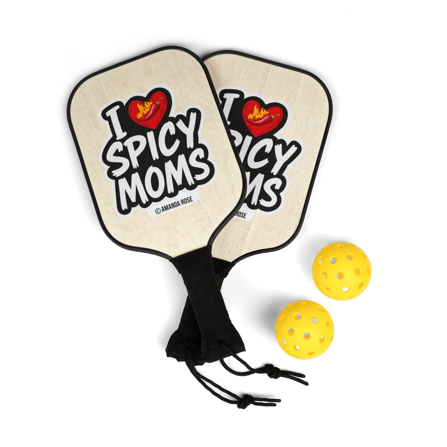 I Love Spicy Moms Pickleball Paddle Set