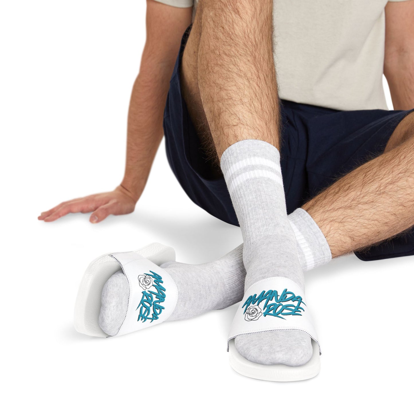 Amanda Rose Blue Men's Comfort Slides
